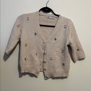 Zara Embroidered Floral Knit Cardigan
